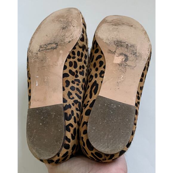 J. Crew Animal Print Leopard Leather Penny Flats Loafers Tan Black Size 7 - Picture 7 of 9